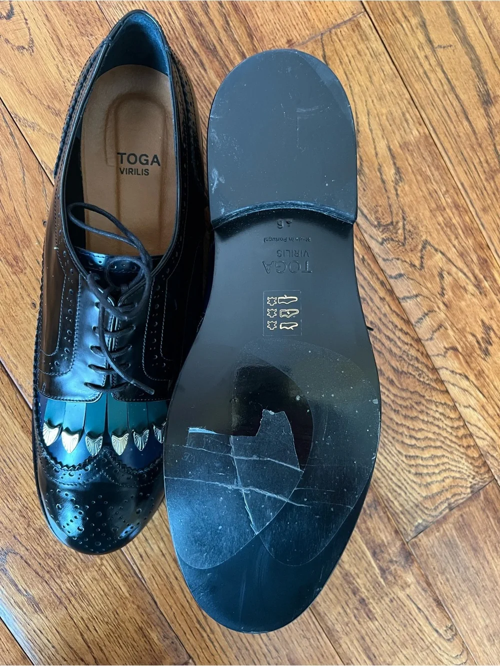 TOGA VIRILIS Men’s Shoes Polido Front Tassel Leather Brogues Size 13 (46 EU)